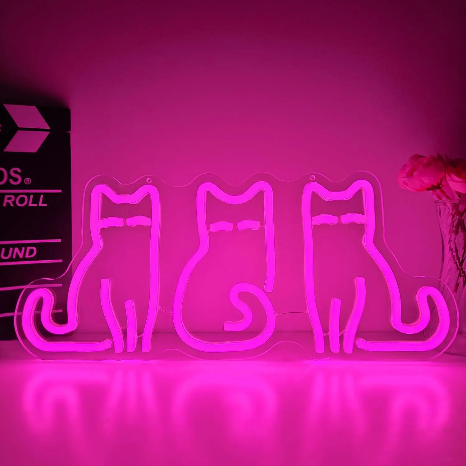Neon Sign Party - 猫のネオンサイン、USB接続のLEDネオンライト。寝室、ペットショップ、動物をテーマにしたパーティー、ゲームルーム、家庭用壁飾り、ギフト、ナイトライトとして最適。