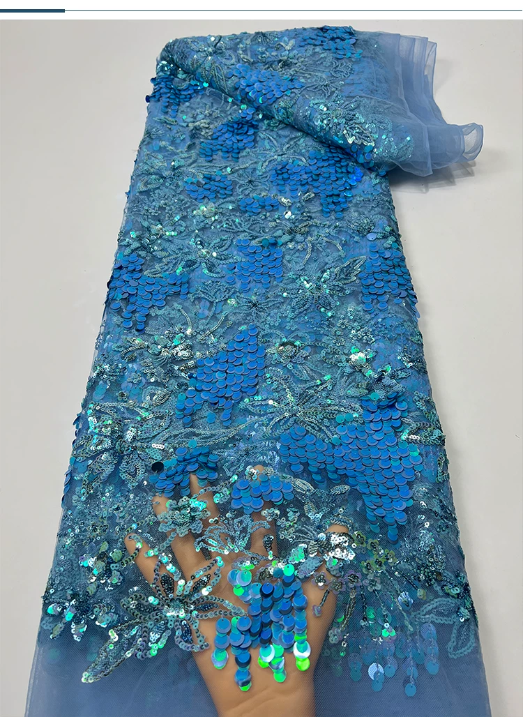 Glitter Tablecloth - 1ヤードDIYウェディングドレスとフォーマルウェア用生地、メッシュ生地、ビーズ刺繍、大きな花柄の雄しべスパンコール生地（衣類用）