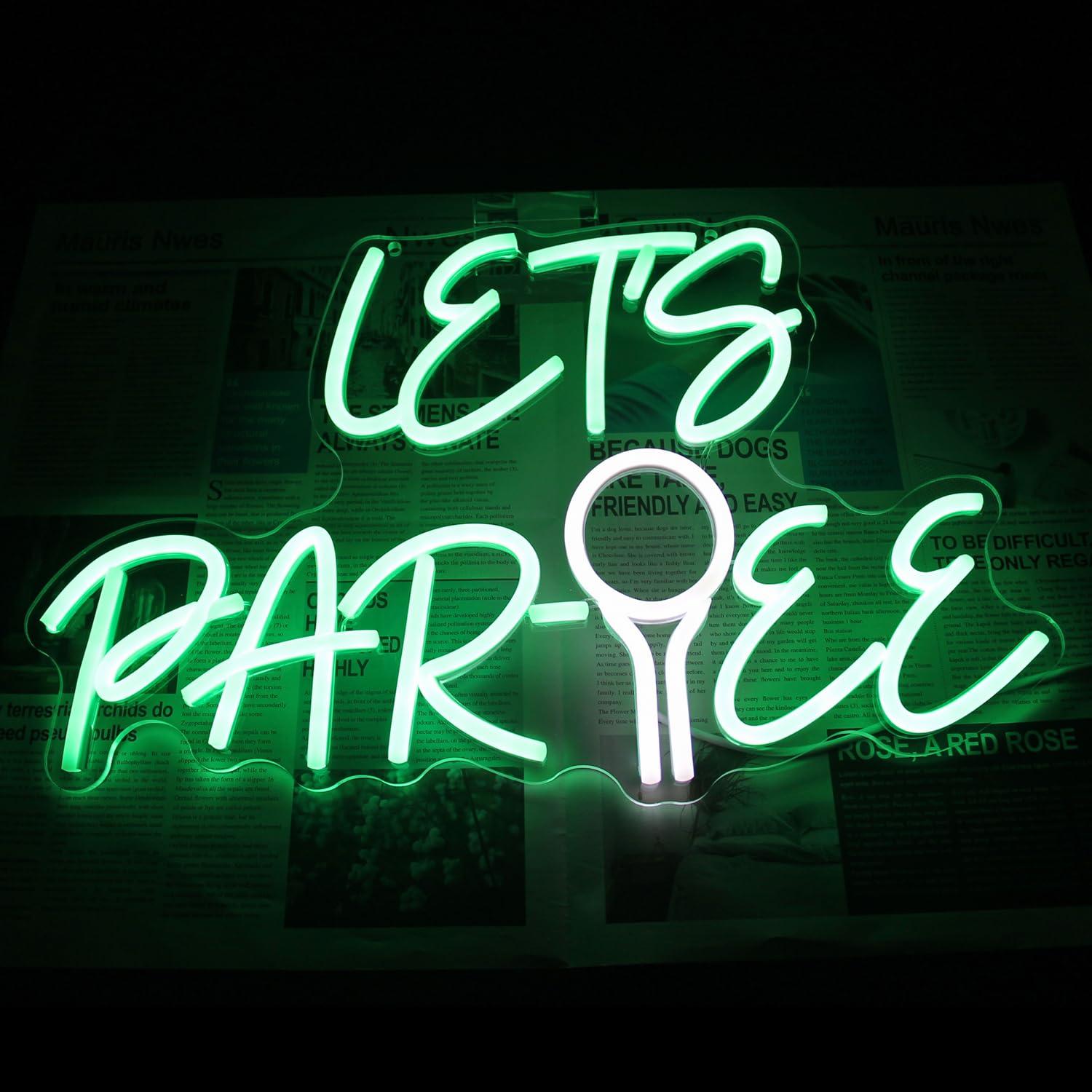 「Let's Par Tee」ネオンサイン。ゴルフボール型の - Neon Sign Party のレビューと価格