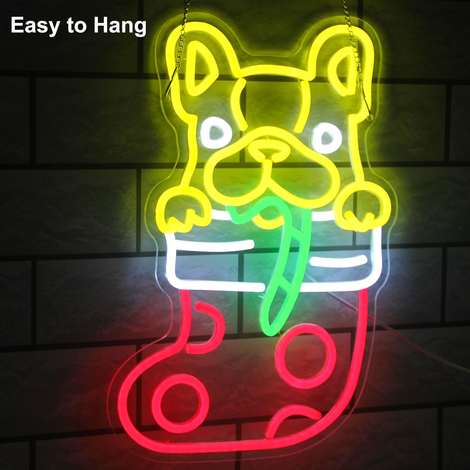 フレンチブルドッグのクリスマス柄ネオンサイン。LEDネオンラ - Neon Sign Party のレビューと価格